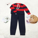 Hooded Striped Two-Piece Set