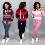 Hooded Striped Two-Piece Set