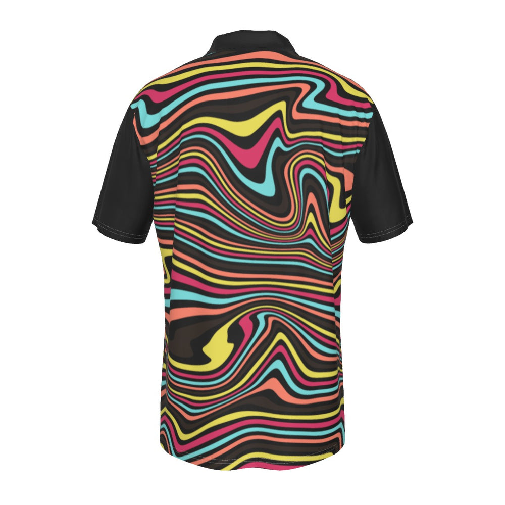 All-Over Print Men's Lapel Zip Short Sleeve POLO